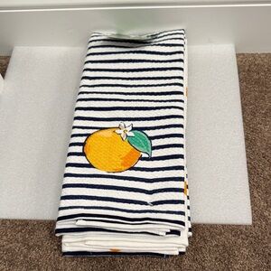 Kate spade orange striped set of 3 kitchen towels NWT